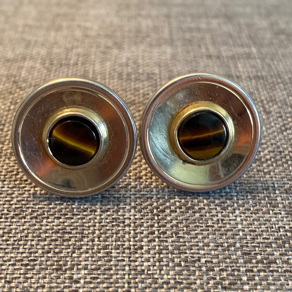 Vintage SHIELDS Genuine Tigereye Cuff Links
